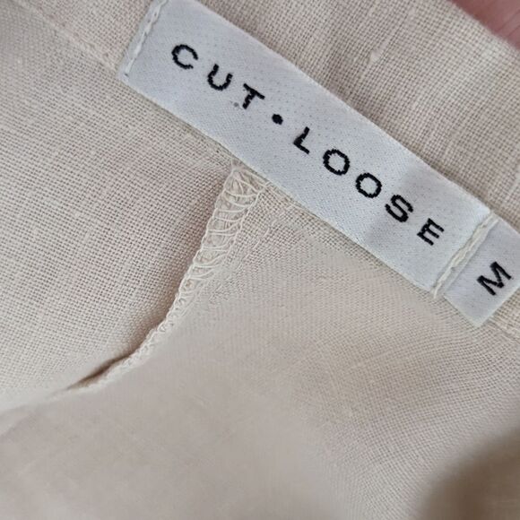 Cut Loose Light tan button down Linen Long sleeve shirt - Picture 3 of 4